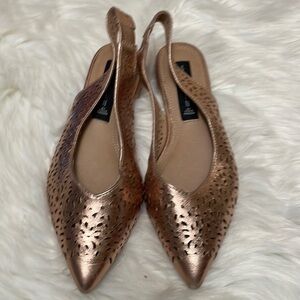 Steven by Steve Madden Lourdes Point Toe Slingback Rose Gold Flats Size 6.5 B1